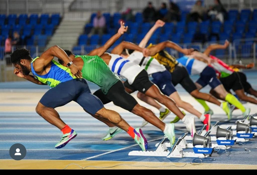 Denzel at the Starting point for 100m